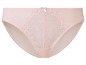 Ein rosafarbener Damen-Slip mit Spitze.