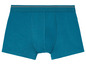 Blaue Boxershorts mit grauem Bund.
