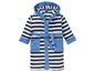 Ein gestreifter Bademantel mit Kapuze für Kinder.
