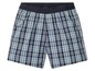Blaue karierte Herren-Boxershorts.