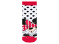 Weiße Socken mit Minnie Mouse und Punkten.