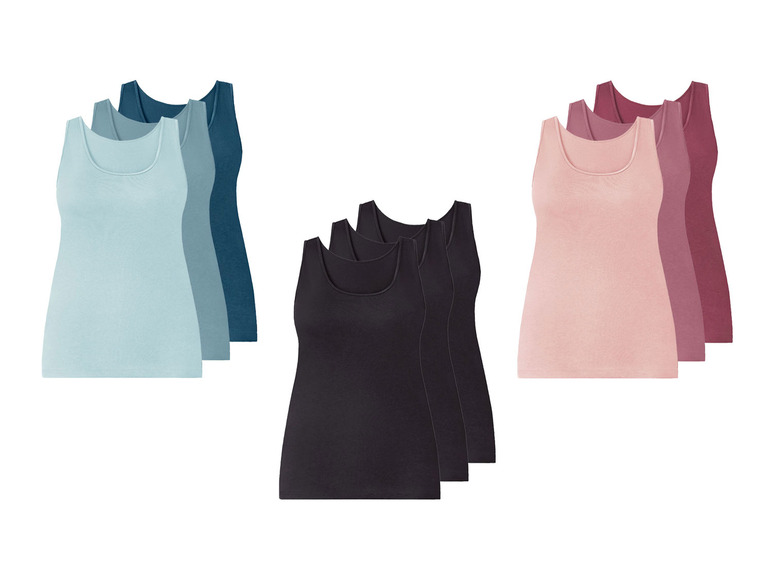 Gehe zu Vollbildansicht: esmara Damen Unterhemd, 3 Stück, mit Baumwolle - Bild 1