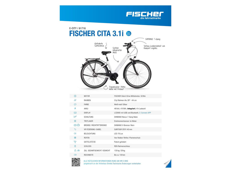 Gehe zu Vollbildansicht: FISCHER E-Bike City »Cita 3,1i«, 28 Zoll Modell 2021 - Bild 19