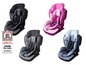 Drei Osann Flux Isofix Autositze in Grau, Rosa und Blau.