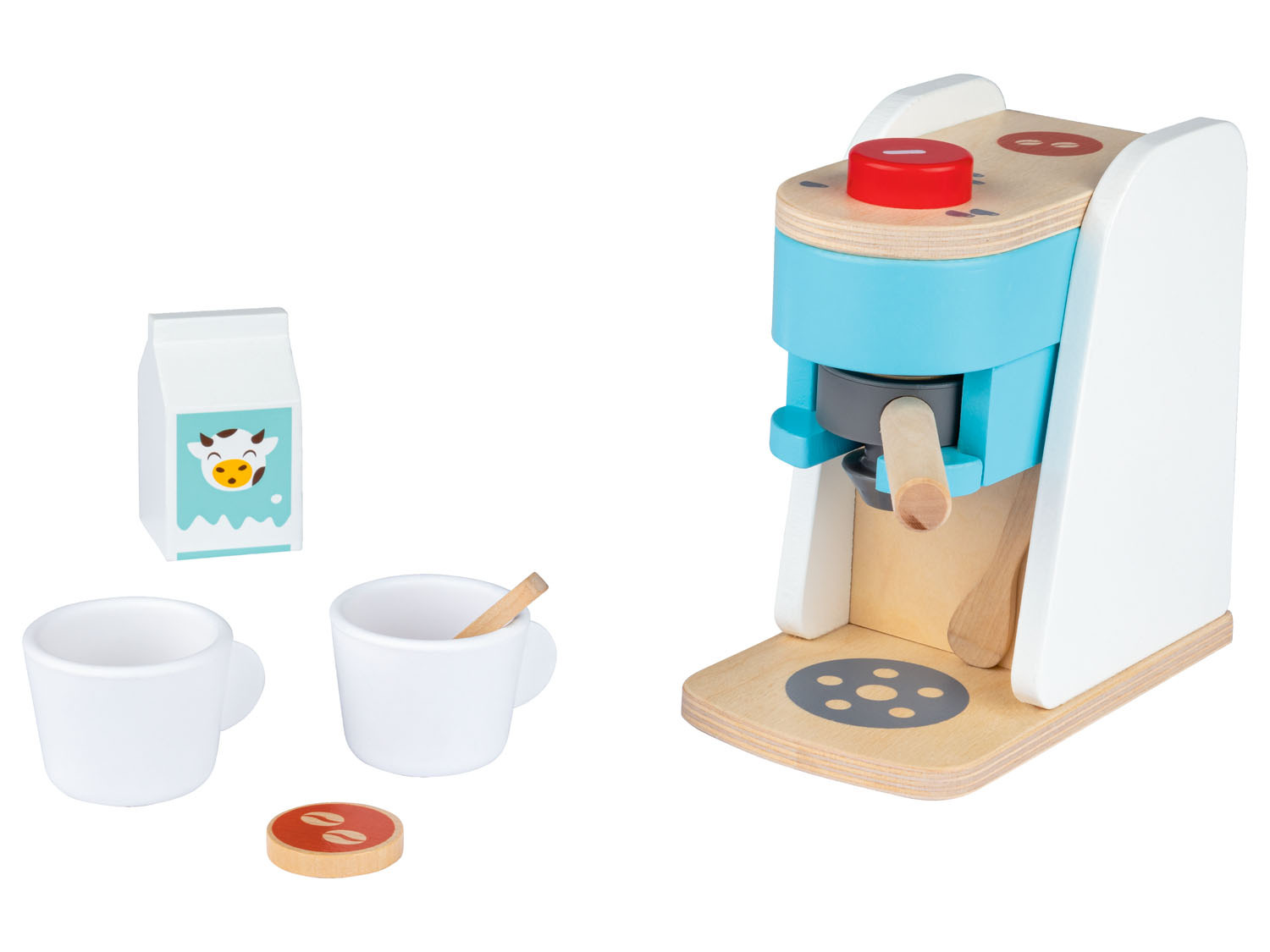 Mixer Toaster Küchenzubehör aus Holz Spielzeug Kaffemaschine 