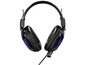 Schwarzes Gaming-Headset mit blauen Akzenten.