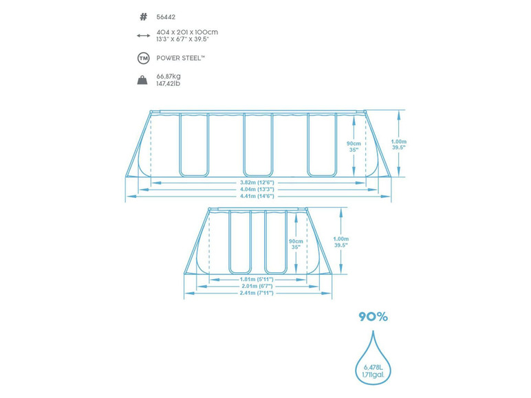 Gehe zu Vollbildansicht: Bestway Power Steel™ Frame Pool Komplett-Set, eckig - Bild 18