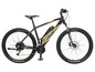 Schwarzes E-Mountainbike mit gelben Akzenten und Kenda Reifen.