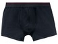 Schwarze Boxershorts mit rotem Bund.