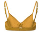 Gelber Bikini-Oberteil mit breiten Trägern.