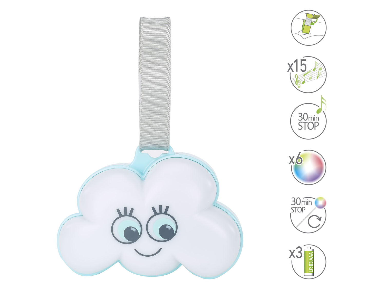 Thumbnail - Badabulle Nachtlicht  »Wolke«, mit Spieluhr