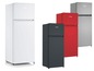 Severin Kühlschränke in Weiß, Rot, Schwarz und Silber.