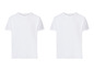 Zwei weiße T-Shirts mit kurzen Ärmeln.