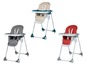 Drei Safety 1st Hochstühle in verschiedenen Farben.