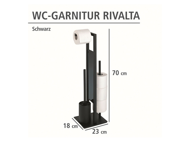 Gehe zu Vollbildansicht: Wenko Stand-WC-Garnitur »Rivalta«, mit integriertem Ersatzrollenhalter, Glasplatte - Bild 29