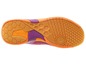 Die Unterseite eines orange-lila Kempasport-Schuhs.