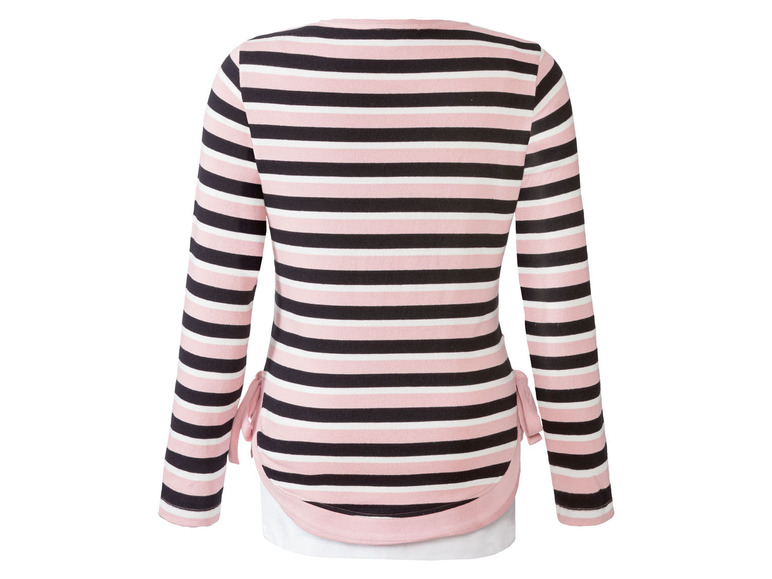 Ein gestreiftes rosa und schwarzes Langarmshirt.