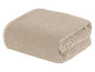 Ein beigefarbenes Handtuch aus Frottee.