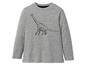 Graues Langarmshirt mit Dinosaurier-Motiv.