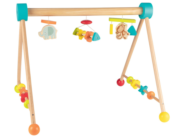 Gehe zu Vollbildansicht: Playtive Holz Baby-Spielbogen, mit 3 Anhängern und 8 Holzformen - Bild 3