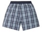 Blaue karierte Herren-Boxershorts.