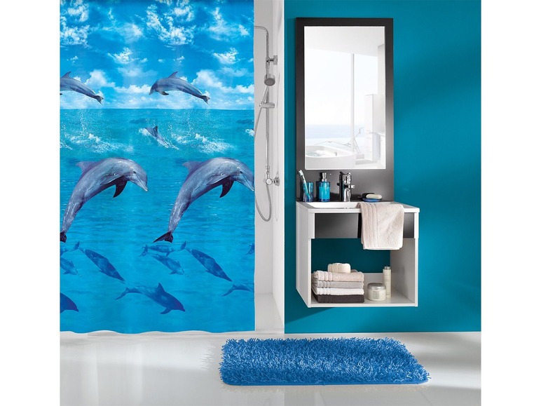 Gehe zu Vollbildansicht: Kleine Wolke Duschvorhang Dolphin 180 x 200 cm - Bild 1