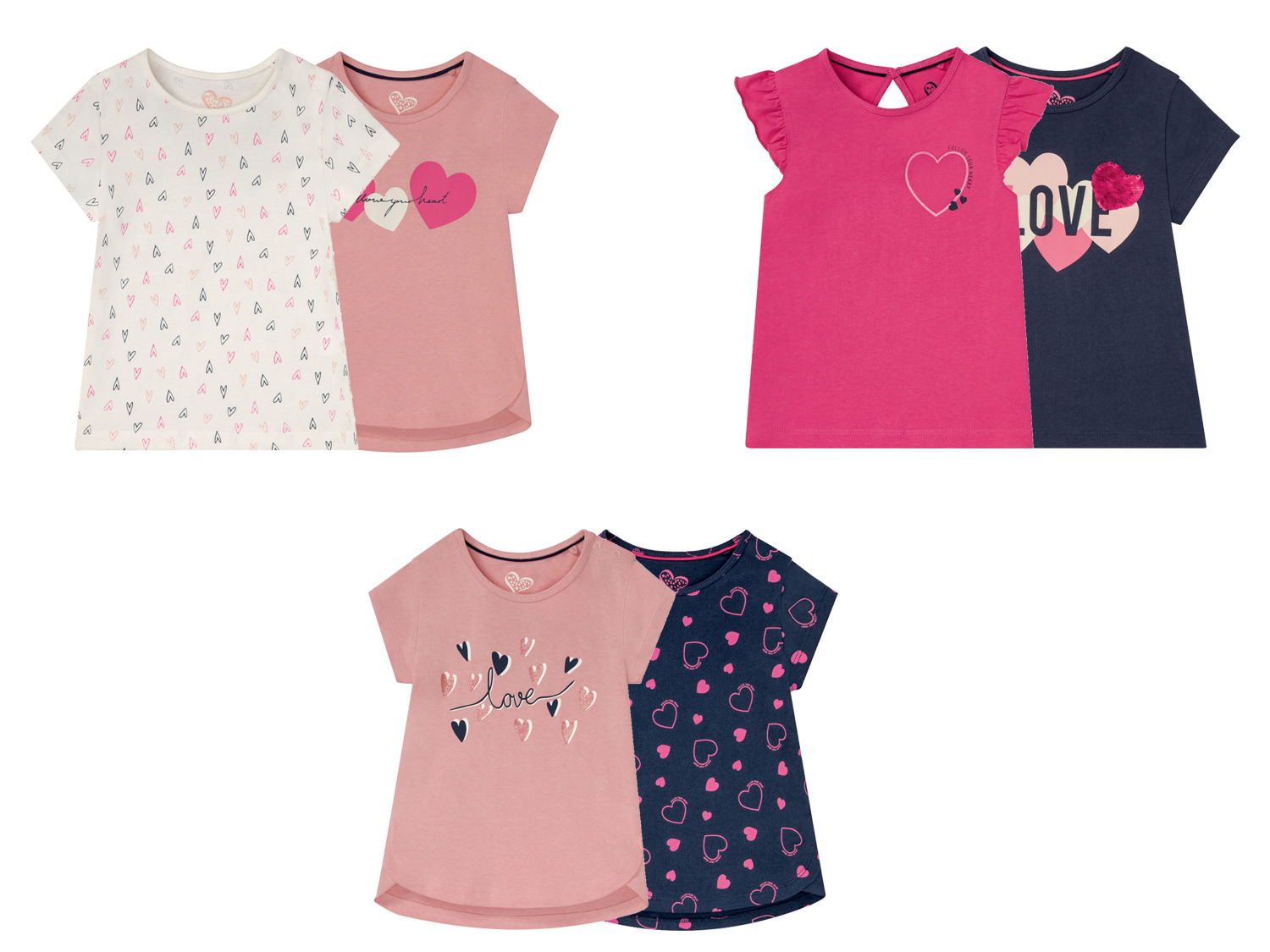lupilu® 2 Kleinkinder Mädchen T-Shirts reine Baumwolle