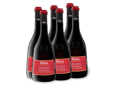 6 x 0,75-l-Flasche Weinpaket Melini Governo all'Uso Toscano Chianti DOCG trocken, Rotwein
