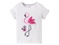Weißes T-Shirt mit rosa Flamingo-Druck für Mädchen.