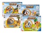 Drei Tierspielsets mit Dinosauriern, Tierarzt und Tieren, inklusive Spielfiguren und 3D-Spielmaterial.