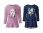 Zwei Frozen-Kleider für Mädchen, eines rosa mit 'Trust your journey' und eines blau mit 'My destiny's calling'.