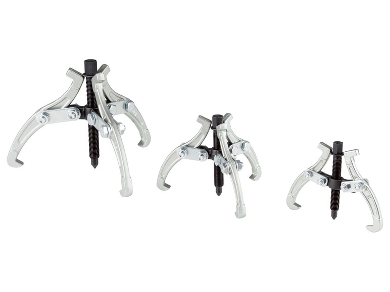 Drei verstellbare Abzieher für die Demontage von Teilen.