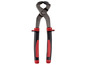 Eine Zange mit roten Griffen zum Entfernen von Nägeln.