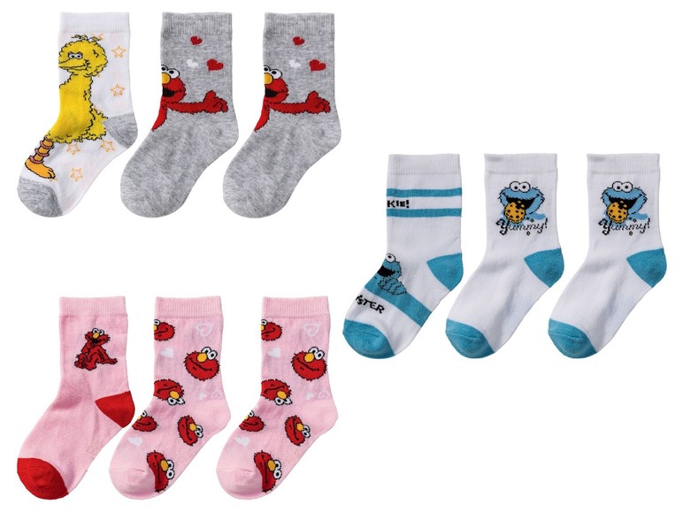 Gehe zu Vollbildansicht: Kleinkinder Socken Mädchen, 3 Stück, mit Motiven, mit Baumwolle - Bild 1