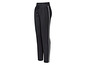 Schwarze Hose mit weißen Streifen.