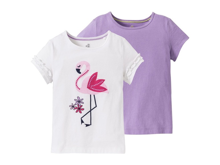 Gehe zu Vollbildansicht: LUPILU® Kleinkinder T-Shirt Mädchen, 2 Stück, eins mit Print, aus reiner Baumwolle - Bild 15