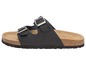 Schwarze Sandalen mit Schnallen und Korksohle.