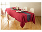 Roter Tischläufer mit schwarzem Tischläufer und Besteck.