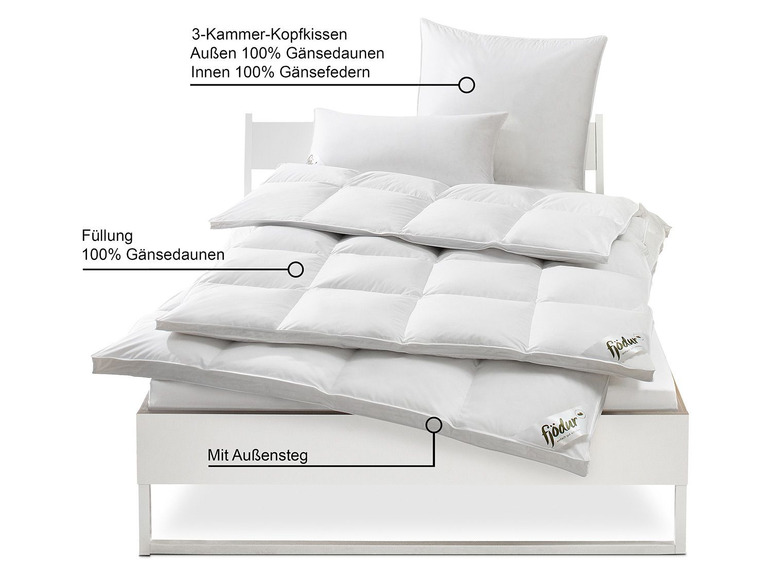 Gehe zu Vollbildansicht: Fjödur Luxus Gänsedaunen-Kassettenbettdecke extra warm - Bild 8