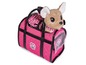 Eine rosa Chi Chi Love Tragetasche mit einem Plüsch-Chihuahua