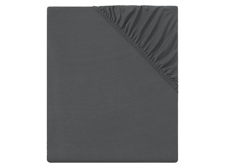Ein dunkelgraues Spannbettlaken.