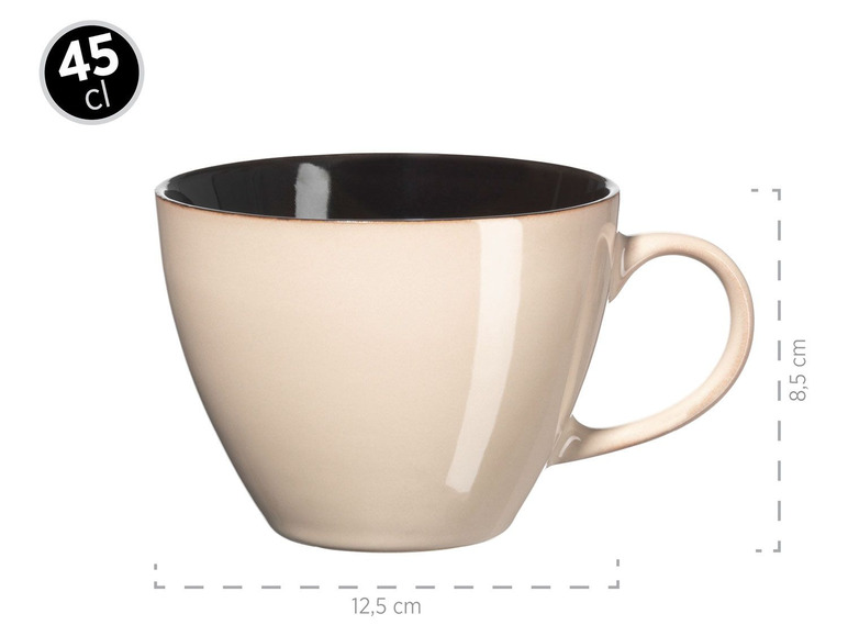 Gehe zu Vollbildansicht: MÄSER Serie Scuro, Cappuccino-Tassen-Set aus Keramik, Milchkaffeetassen mit Untertassen für 6 Personen, 450 ml, Steinzeug - Bild 2