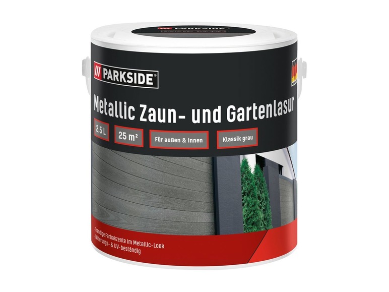 Gehe zu Vollbildansicht: PARKSIDE® Metallic Zaun-/Gartenlasur, 2,5 l , für Holz, witterungsbeständig, UV-beständig - Bild 3