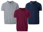 Drei Poloshirts von Li-Ning in Grau, Weinrot und Dunkelblau.