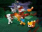 Minecraft Lego-Set mit Steve, einem Skelett, einem Wolf und Füchsen.
