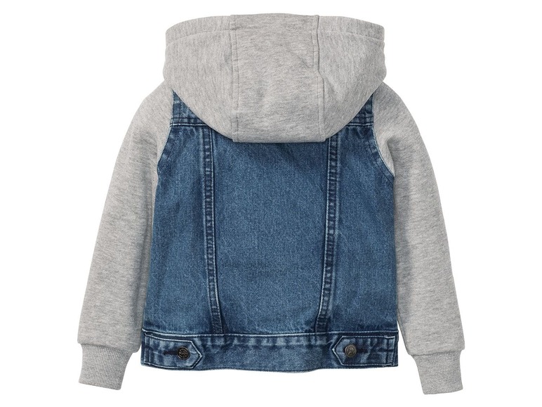 Gehe zu Vollbildansicht: LUPILU® Kleinkinder Jeansjacke Jungen, Kapuze und Ärmel aus Sweatstoff, mit Baumwolle - Bild 3