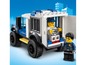 Ein LEGO Polizeifahrzeug mit einem Gefangenen in einer Zelle.