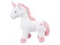 Ein weißes Plüsch-Einhorn mit rosa Akzenten