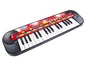 Ein rotes und schwarzes Keyboard für Kinder mit der Aufschrift 'My Music World Studio'