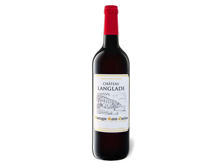 Eine Flasche Château Langlade Wein aus der Region Montagne Saint-Émilion.